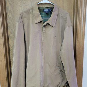 VTG Polo Ralph Lauren Flannel Lined Jacket Men XXL Barn Coat Khaki Canvas Plaid